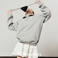 Half-Zip Sweat Top/Lace Mini Skirt LLA0565