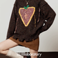 Strawberry Round Neck Knit Top / Brown Mini Skirt LLA0618