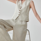 Linen V-Neck Vest / Wide Relaxed Pants FER0270