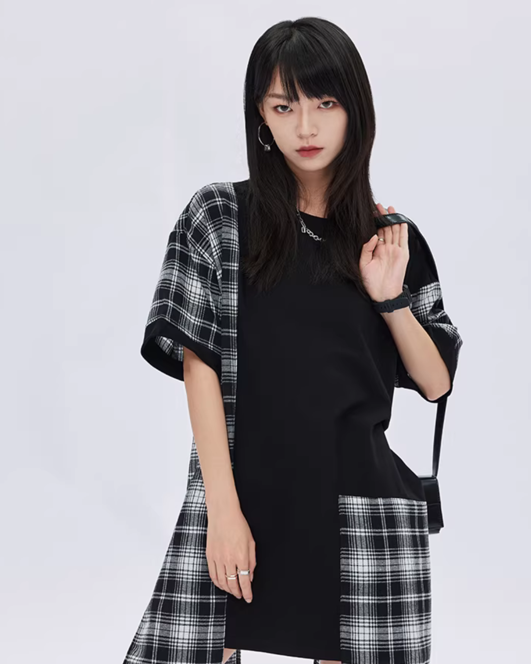 Irregular Patchwork Checkered Dress SHN0038