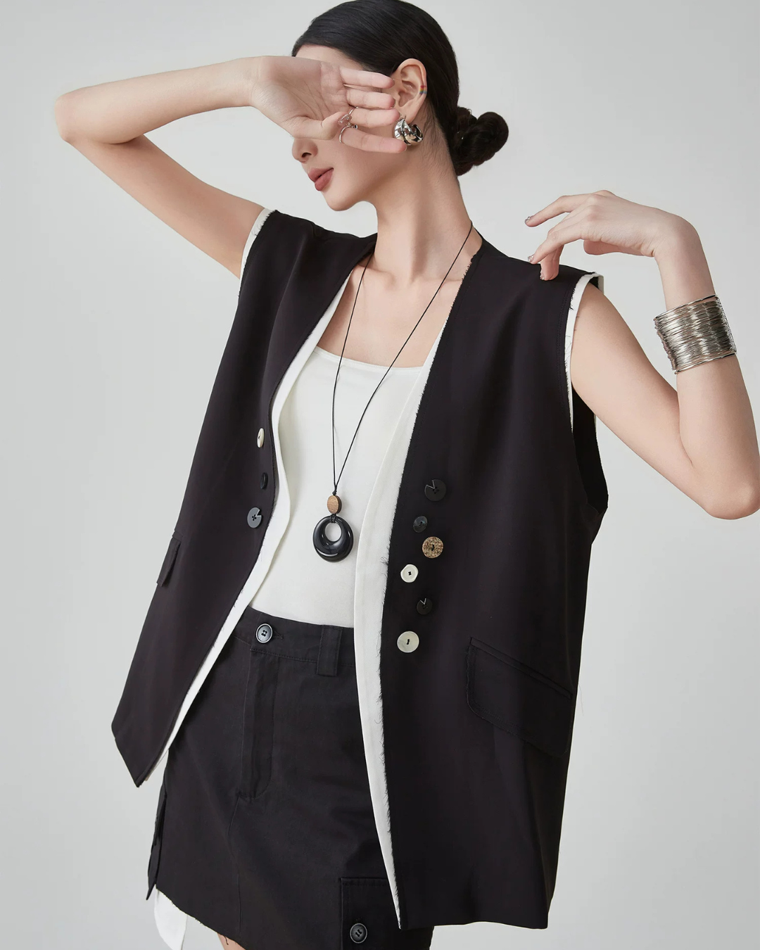 Fake Layered Vest / Mini Skirt FER0216