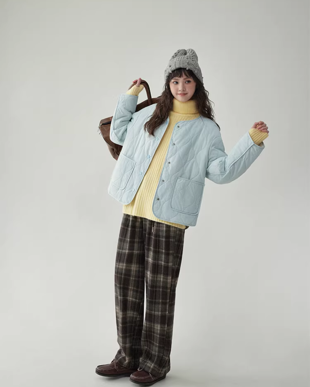 Wave Quilting Collarless Jacket AMU0045