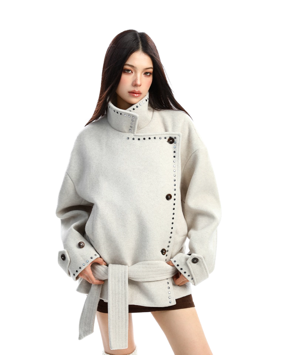 Stand Collar Mid-Length Coat BGS0035