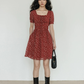 Square Neck Flower Mini Dress VAS0195