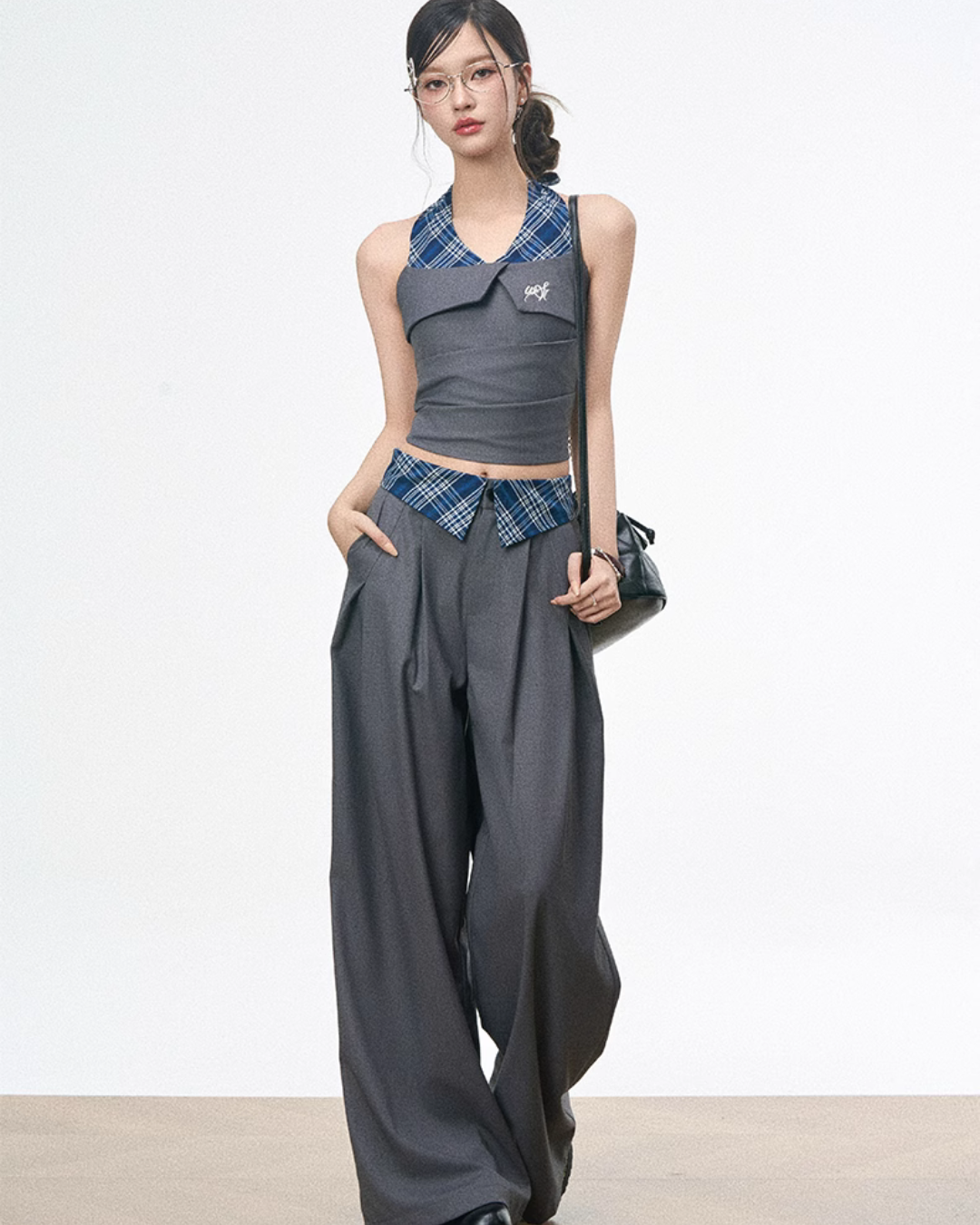 Paid Halter Neck Tank Top / Wide Pants WEO0053