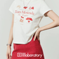Graphic Short-Sleeve T-Shirt / Polka Dot Mini Skirt LLA0650