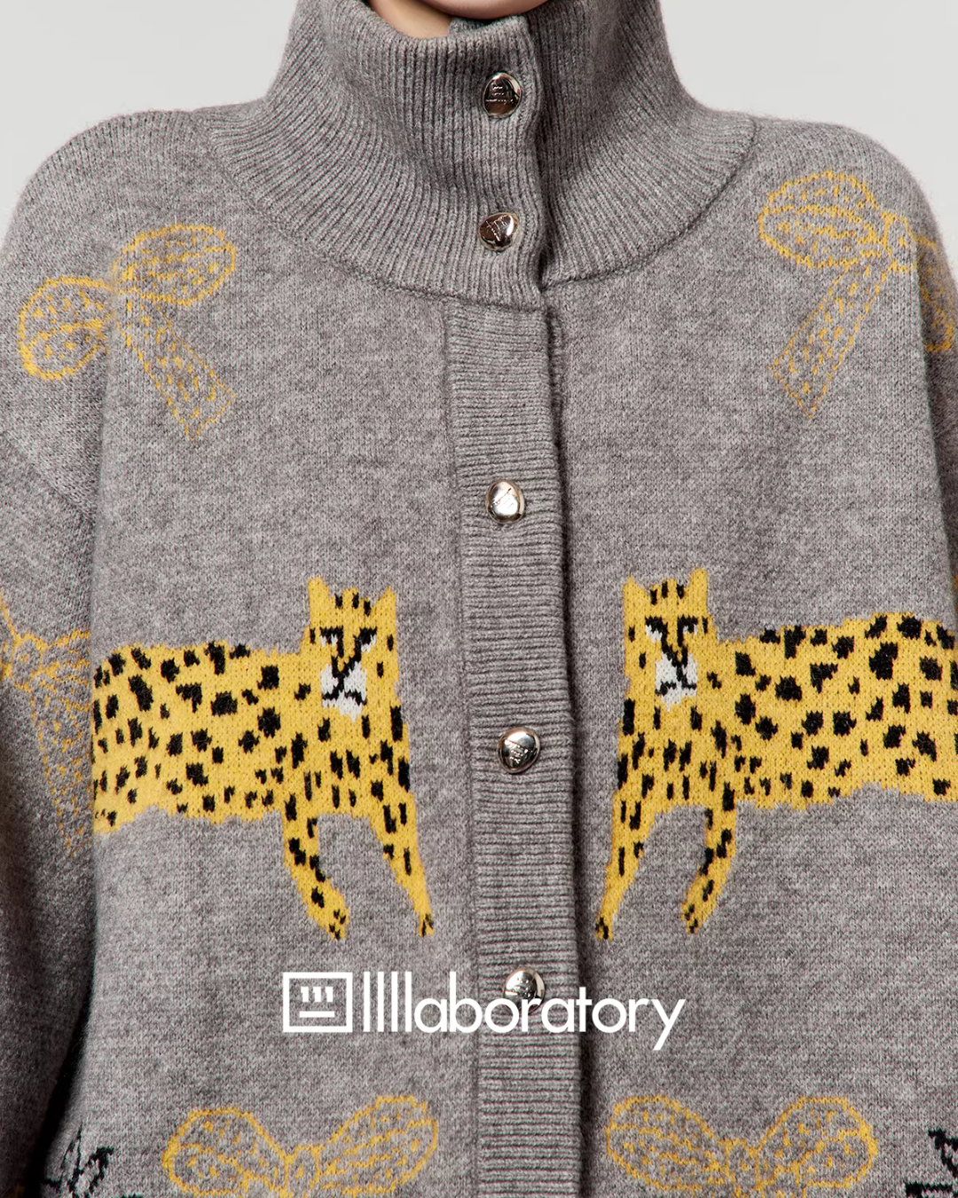 Stand Collar Tiger Knit Top / Mini Skirt LLA0596