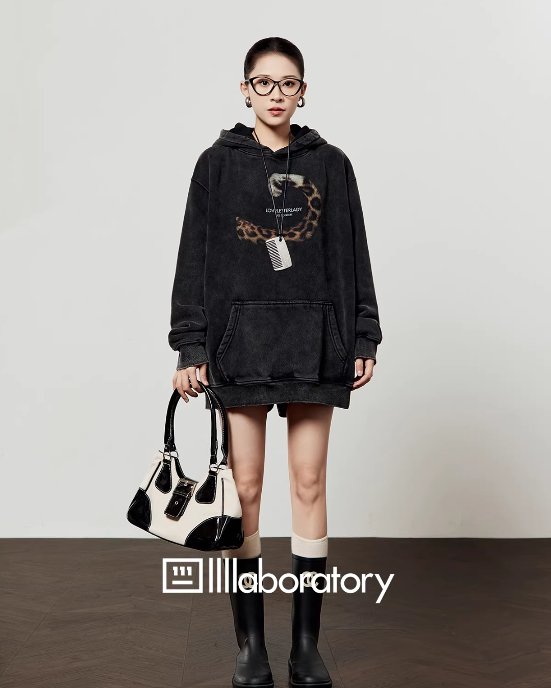 Leopard Tail Print Hoodie / Leopard Mini Skirt LLA0591