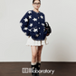 Star Jacquard Round Neck Cardigan / Tiered Design Skirt LLA0529