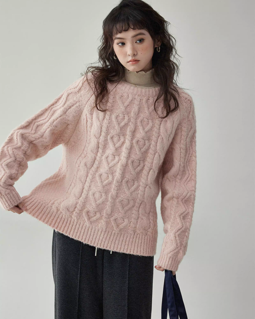 Round Neck Cable Knit Top AMU0042