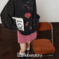 Dog Print Retro Hoodie / Pink Mini Skirt LLA0590