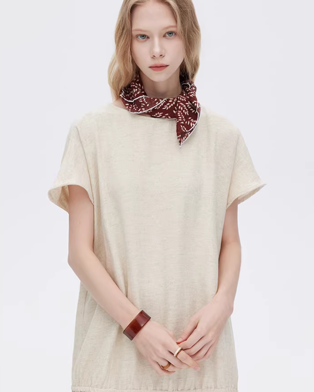 Cotton Linen Gathered Long Dress SHN0040