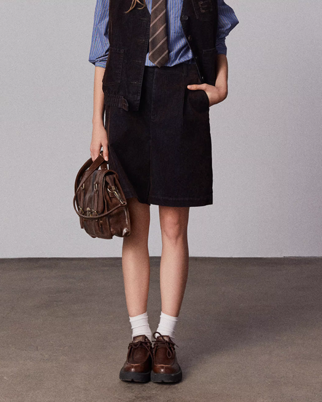 Vintage Flocked Denim Jacket / Vest / Bermuda Shorts / Tie BBK0002