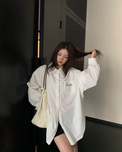 Relaxed Black Long-Sleeve Shirt YLS1028