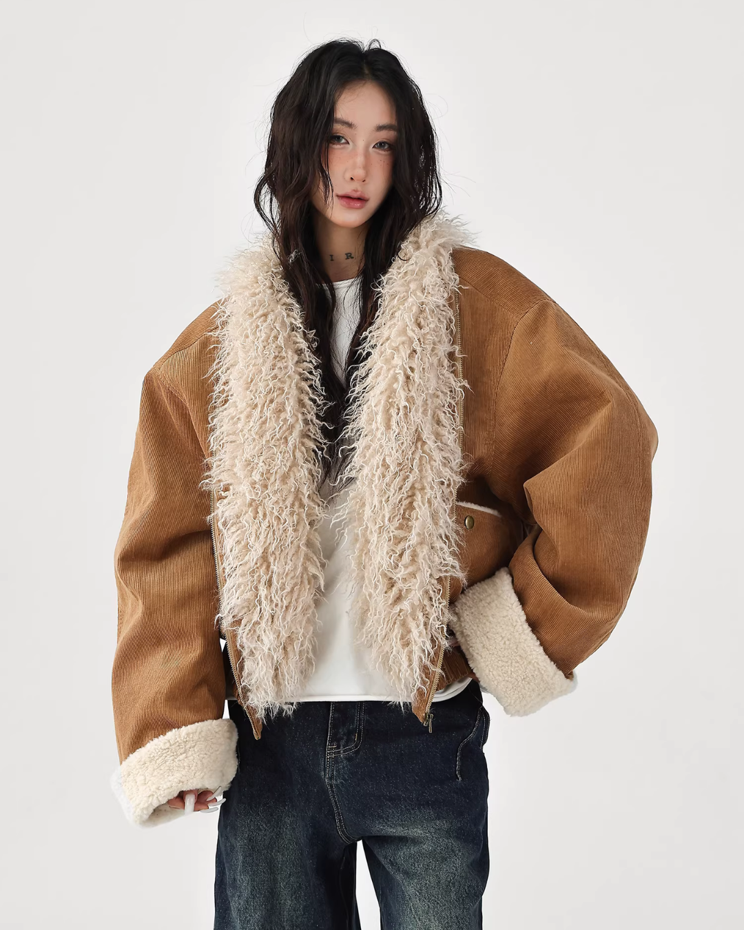 Fake Mouton Suede Coat ACS0356