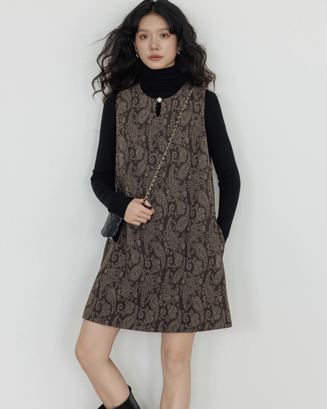 Round Neck Paisley Vest Dress VAS0165