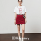 Ribbon Print T-Shirt / A-Line Mini Skirt LLA0486