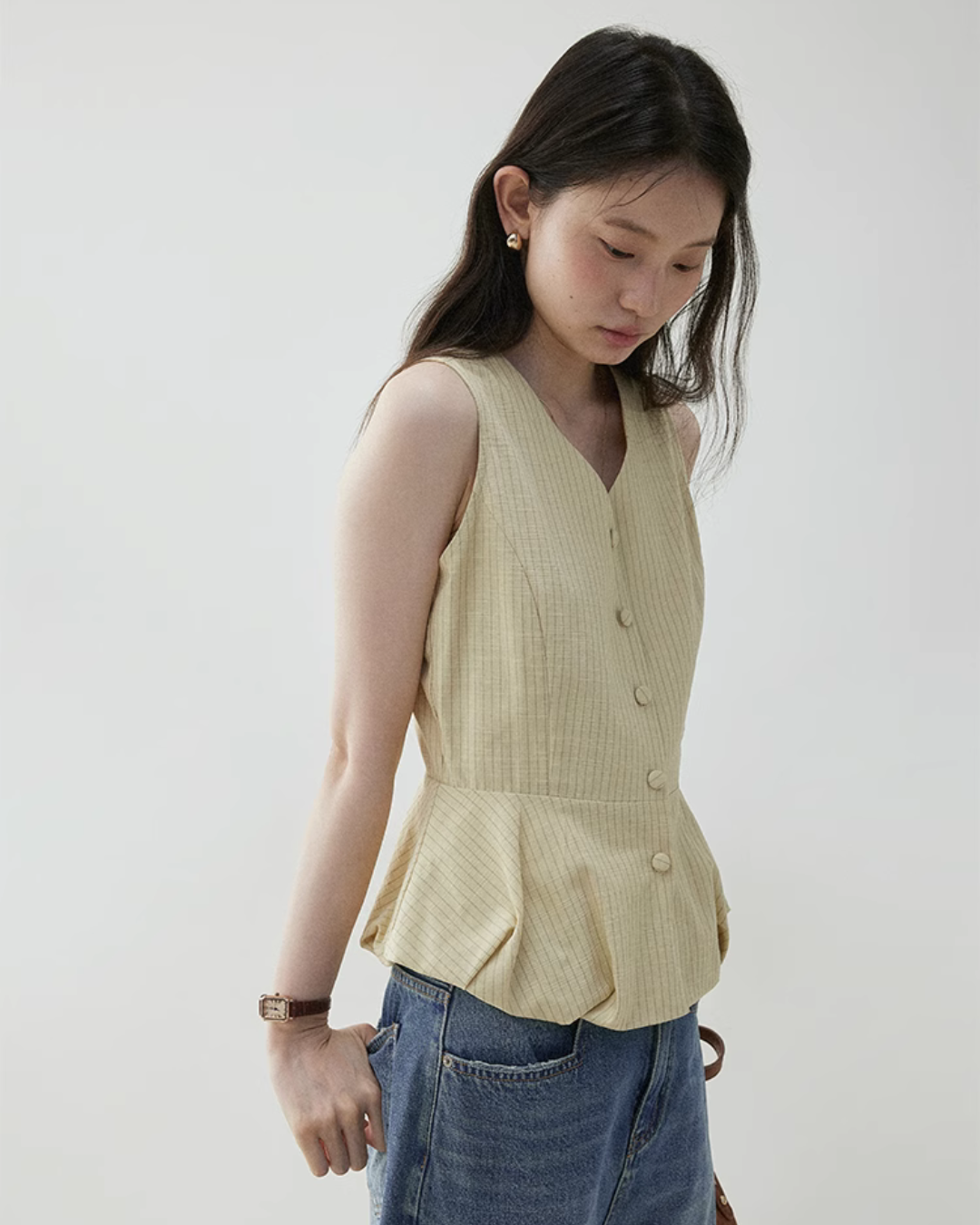 V-Neck Flare Stripe Vest VOE0004