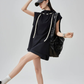 High-Neck Drawstring French Sleeve Top FER0222