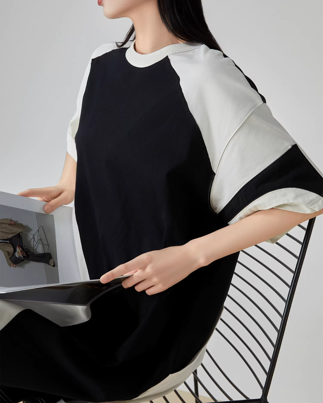Diagonal Switch Asymmetry T-Shirt Dress FER0109