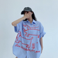 Dog Print Striped Shirt YLS0893