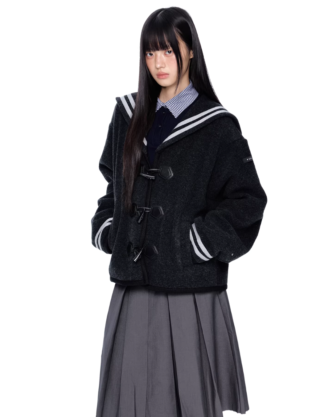 Sailor Collar Duffle Coat EZK0096