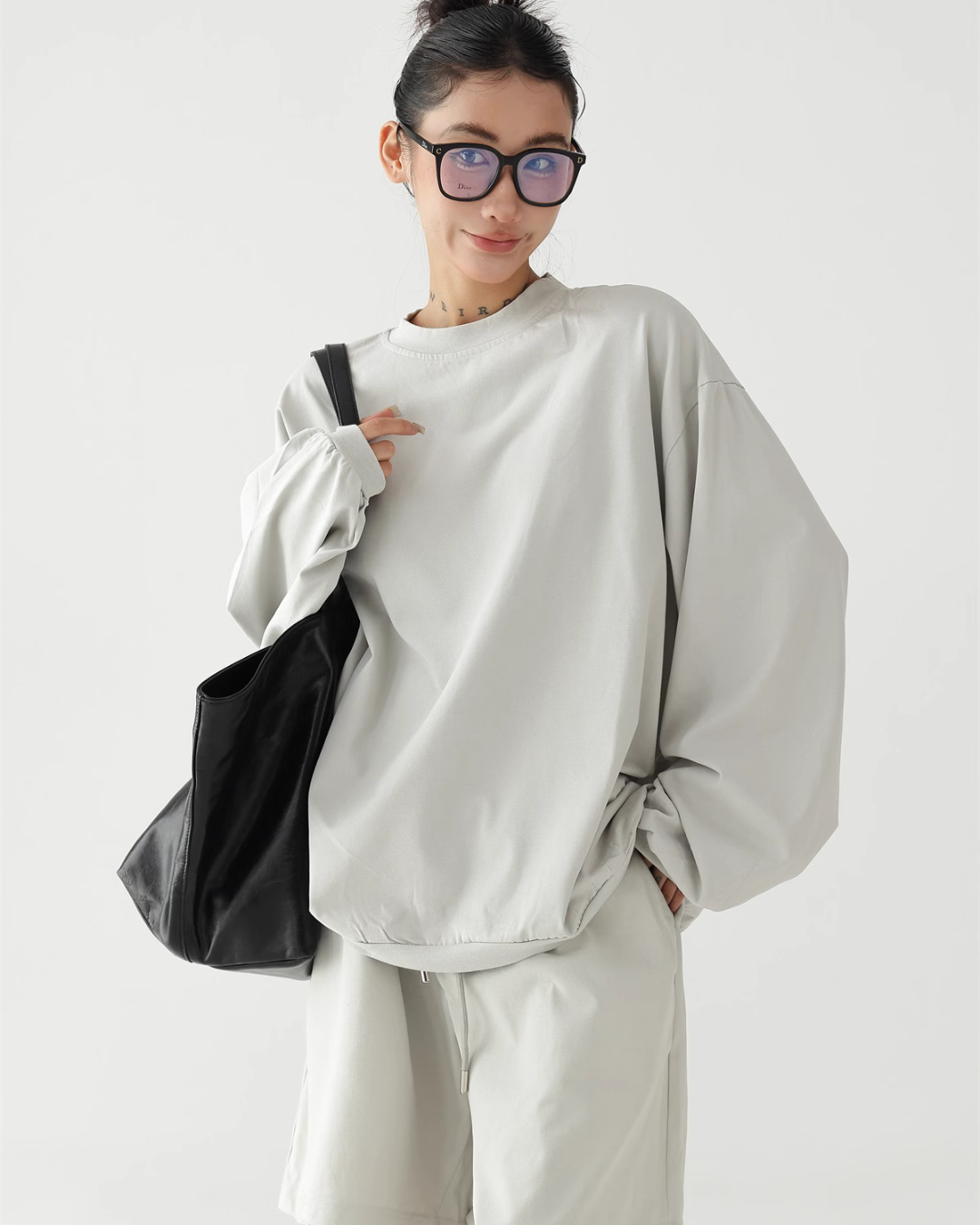 Loose Silhouette Long Sleeve Top / Wide Half Pants ACS0249