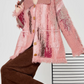 Pink Big Lapel Sweater Cardigan / Corduroy Long Skirt LLA0347