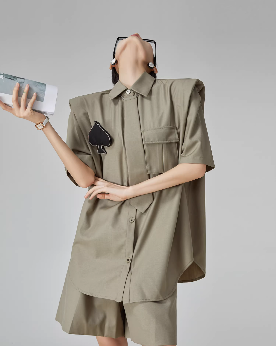 Spade Lace-Up Short-Sleeve Shirt / Shorts FER0088