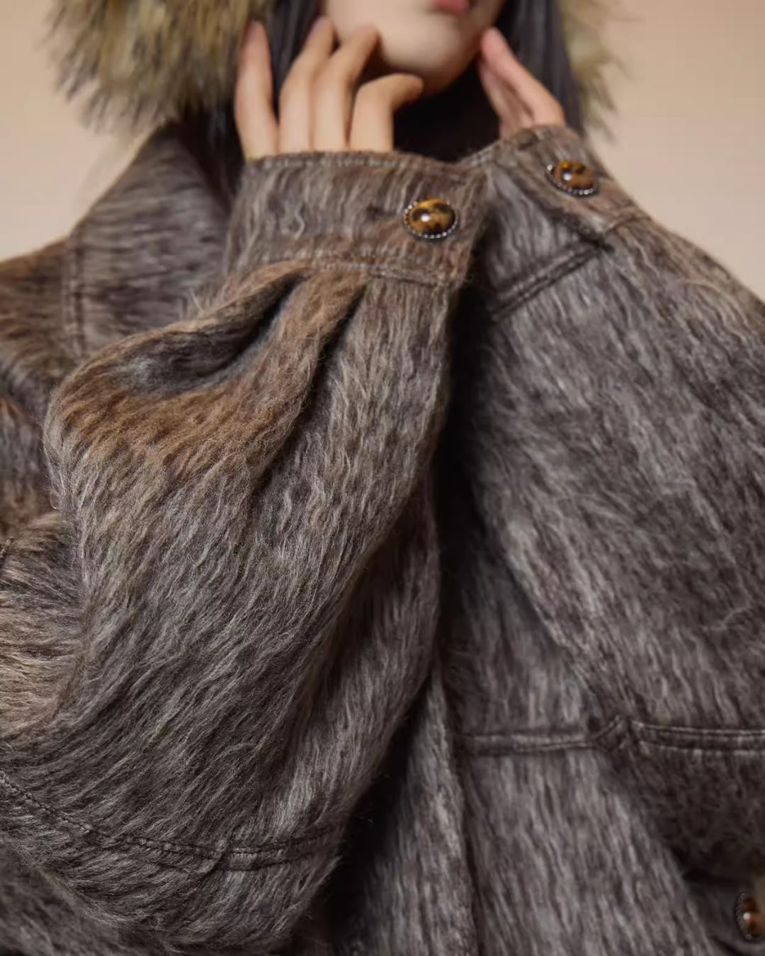 Vintage Mocha Brown Wool Jacket / Mini Skirt SUY0017