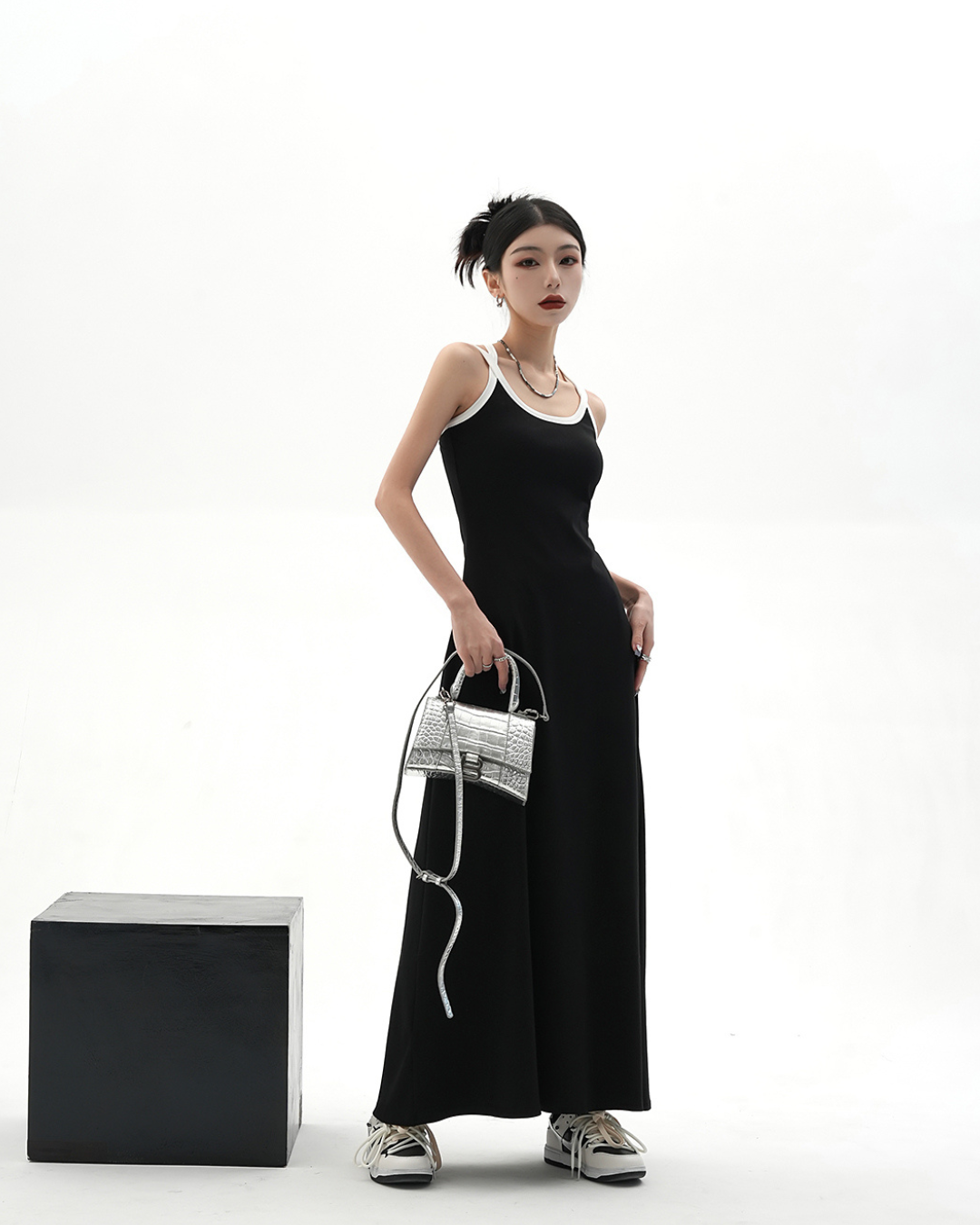 Street Slim Black Camisole Dress SRS0001