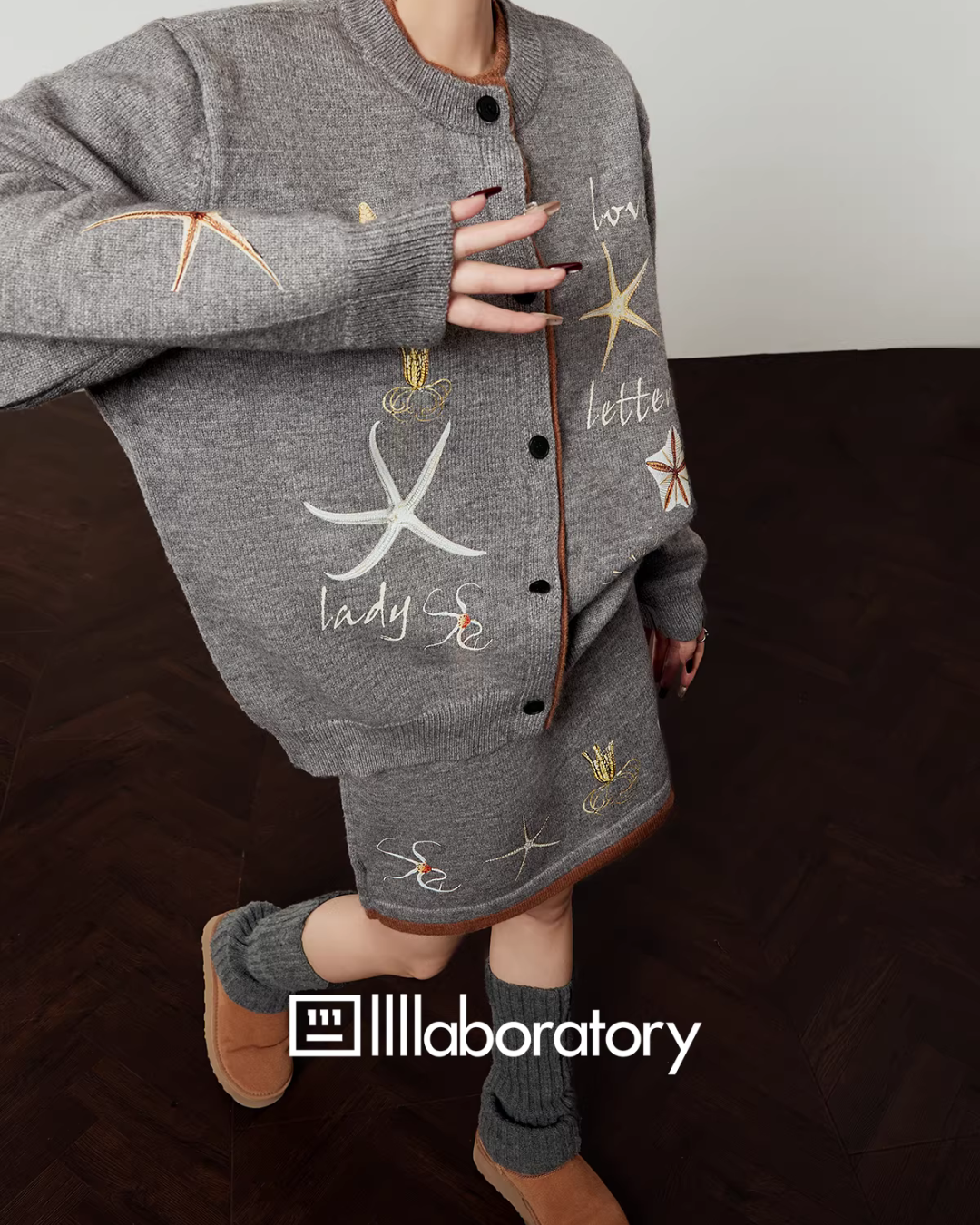 Starfish Motif Knit Top / Knit Mini Skirt LLA0624