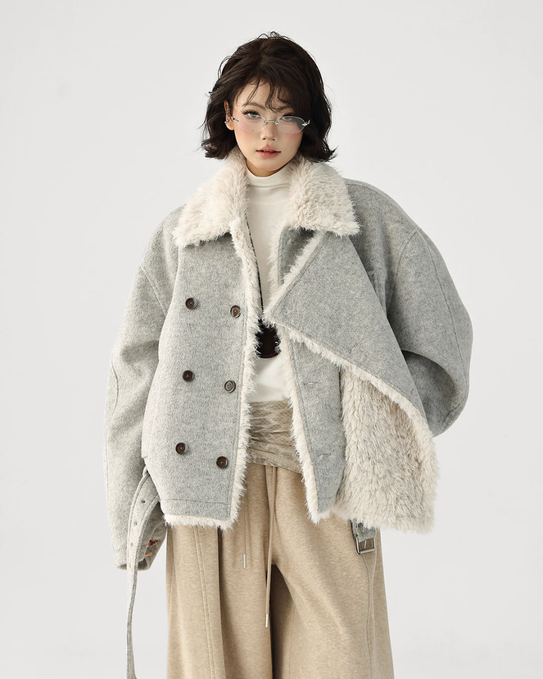 Fur Collar Trench Coat  ACS0346