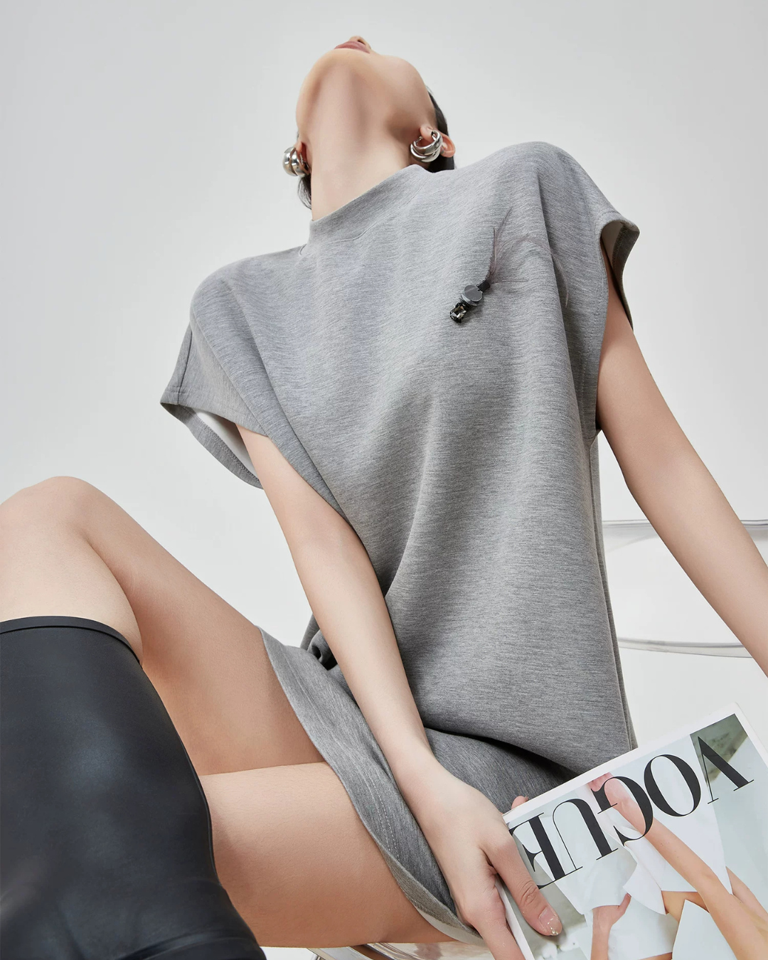 Mock Neck T-Shirt Dress FER0141