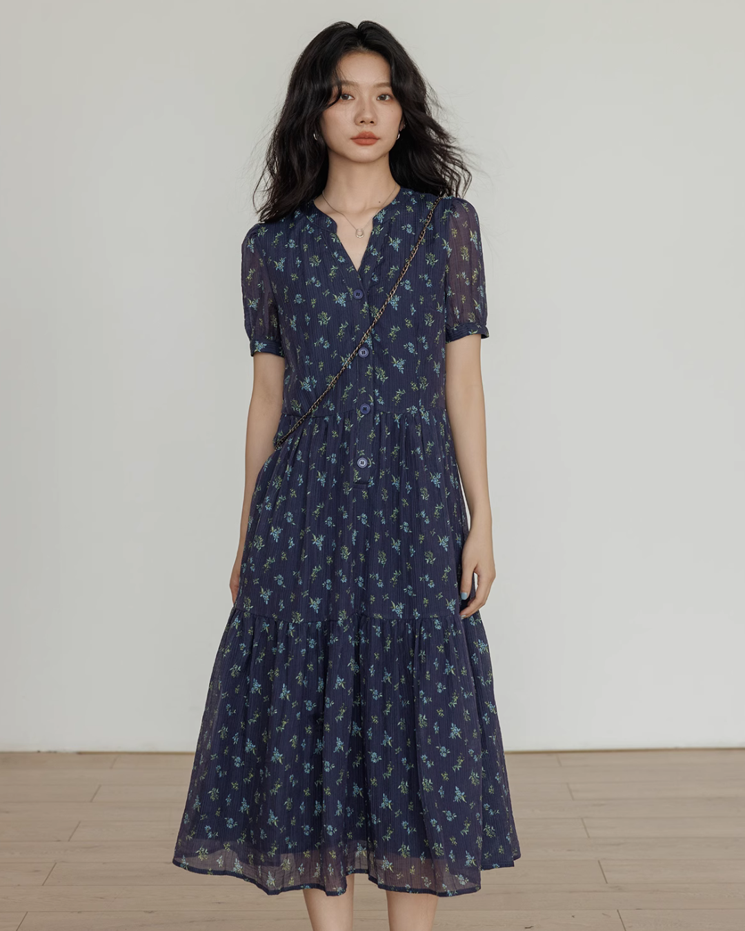Key Neck Floral Dress VAS0121