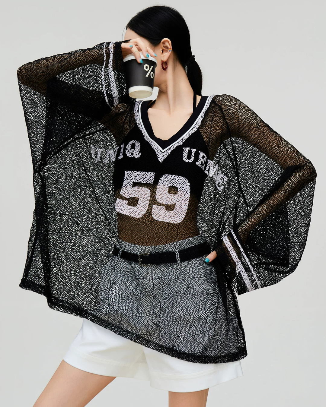 See-Through Mesh Pullover FER0253