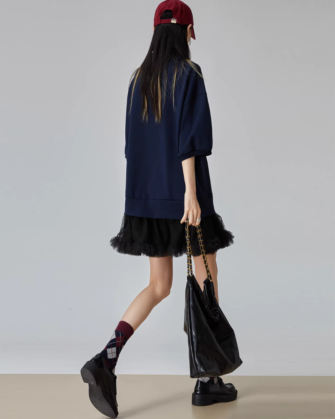 Mixed Material Docking Mini Dress FER0114