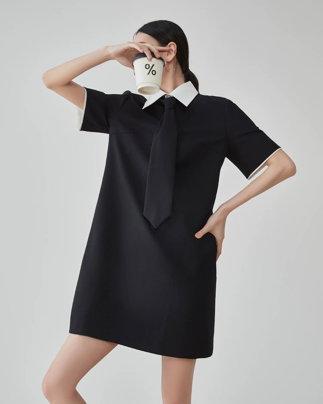 Necktie Cleric Mini Dress FER0203