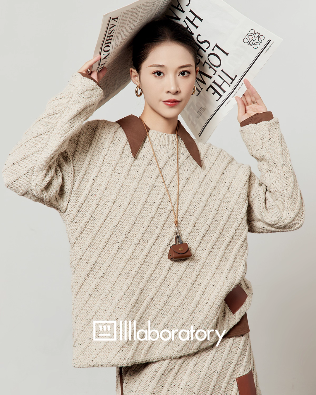 Round Neck Loose Knit / Slim Fit Skirt LLA0562