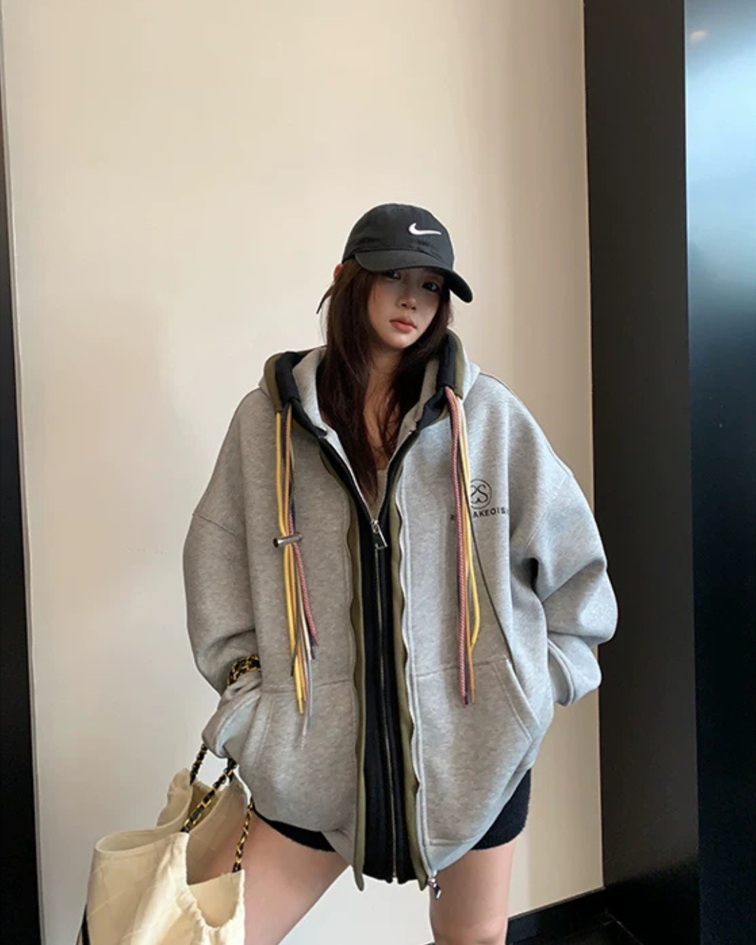 Colorful Drawcord Zip-Up Hoodie YLS1075