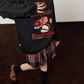 Chocolate Print Sweatshirt / Checkered Skirt LLA0641