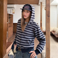 Stripe Knit Zip Hoodie CYE0086