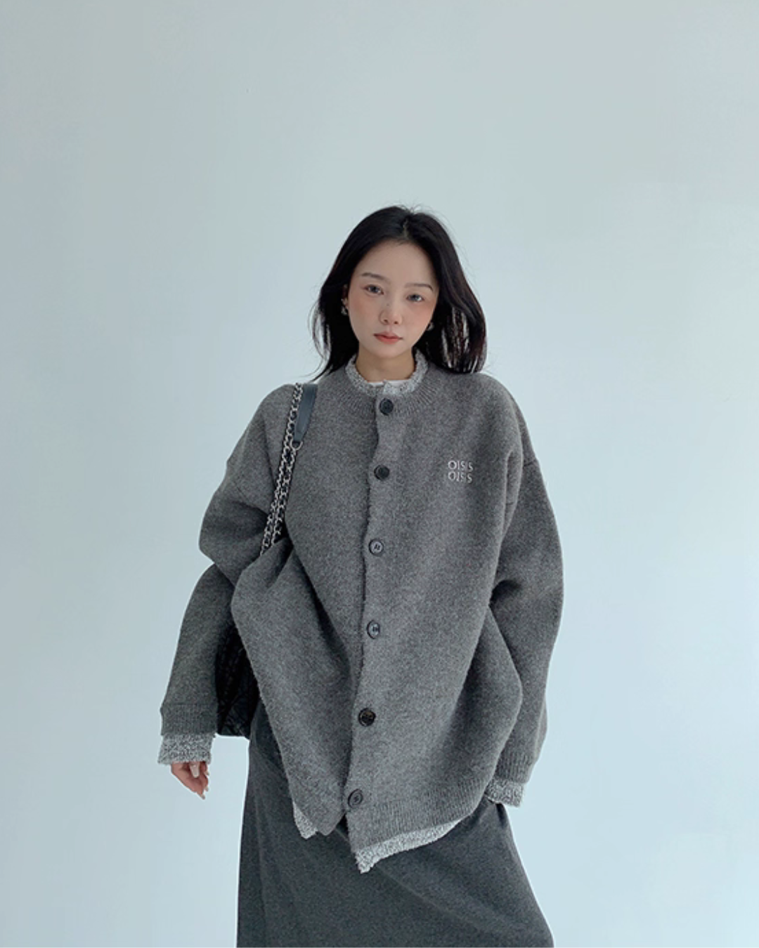 Layered Style Round Neck Knit Cardigan YLS0989