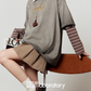 Vintage Gray T-Shirt / Light Brown Pleated Skirt LLA0509