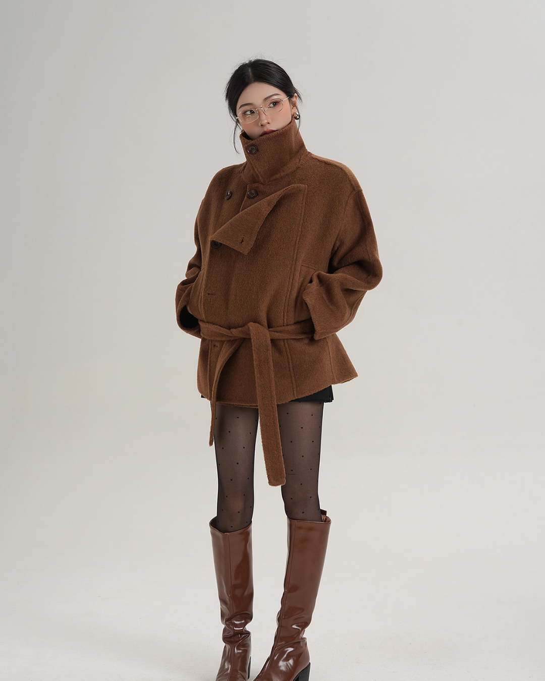 Stand Collar Wool Trench Coat SRS0376