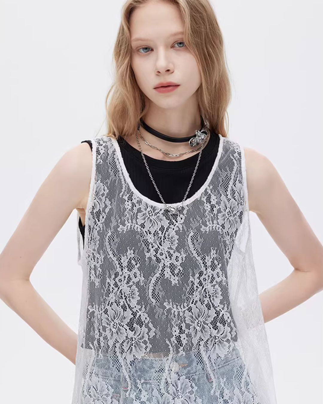 Asymmetric Lace Patchwork Dress SHN0033