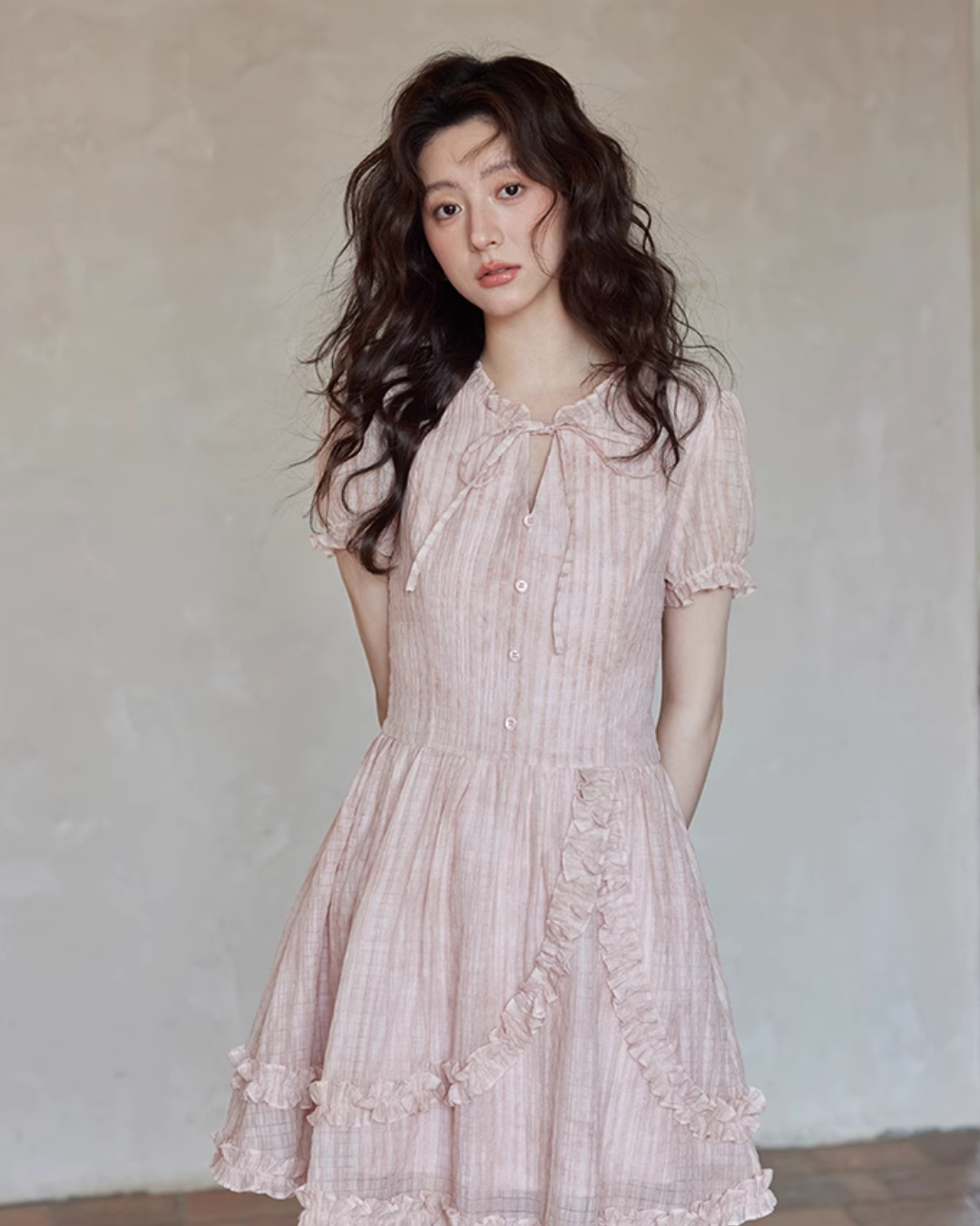 Pastel Pink Frill Dress SMS0010