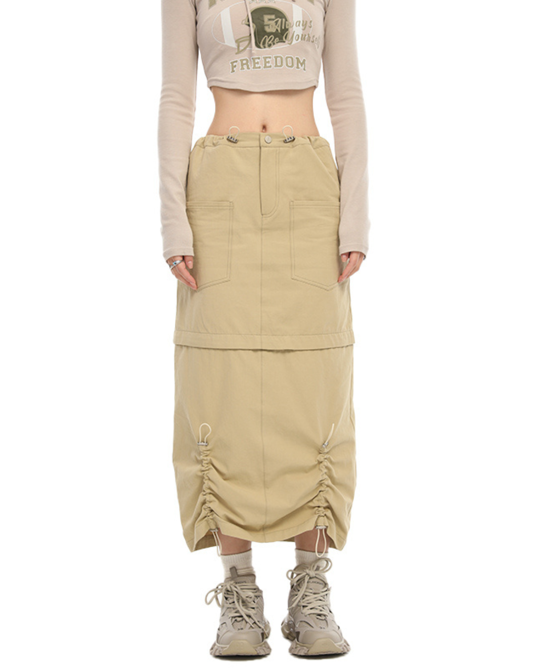 Cargo Drawstring Pocket Maxi Skirt VNY0004