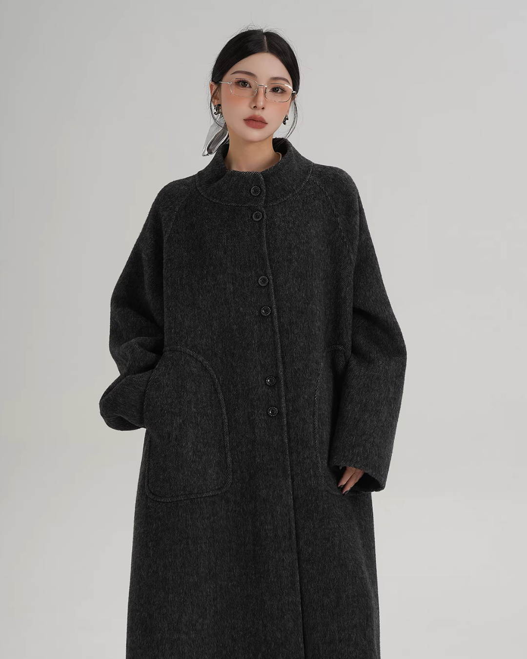Mock Neck Long Coat SRS0407