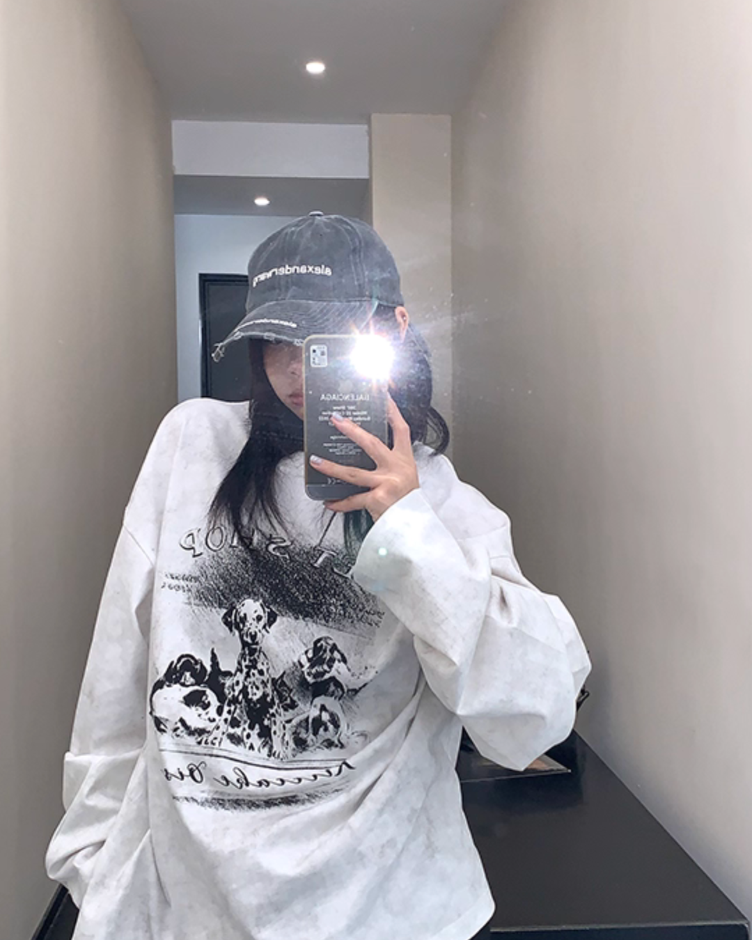 Dog Print Loose Long Sleeve T-Shirt YLS0913
